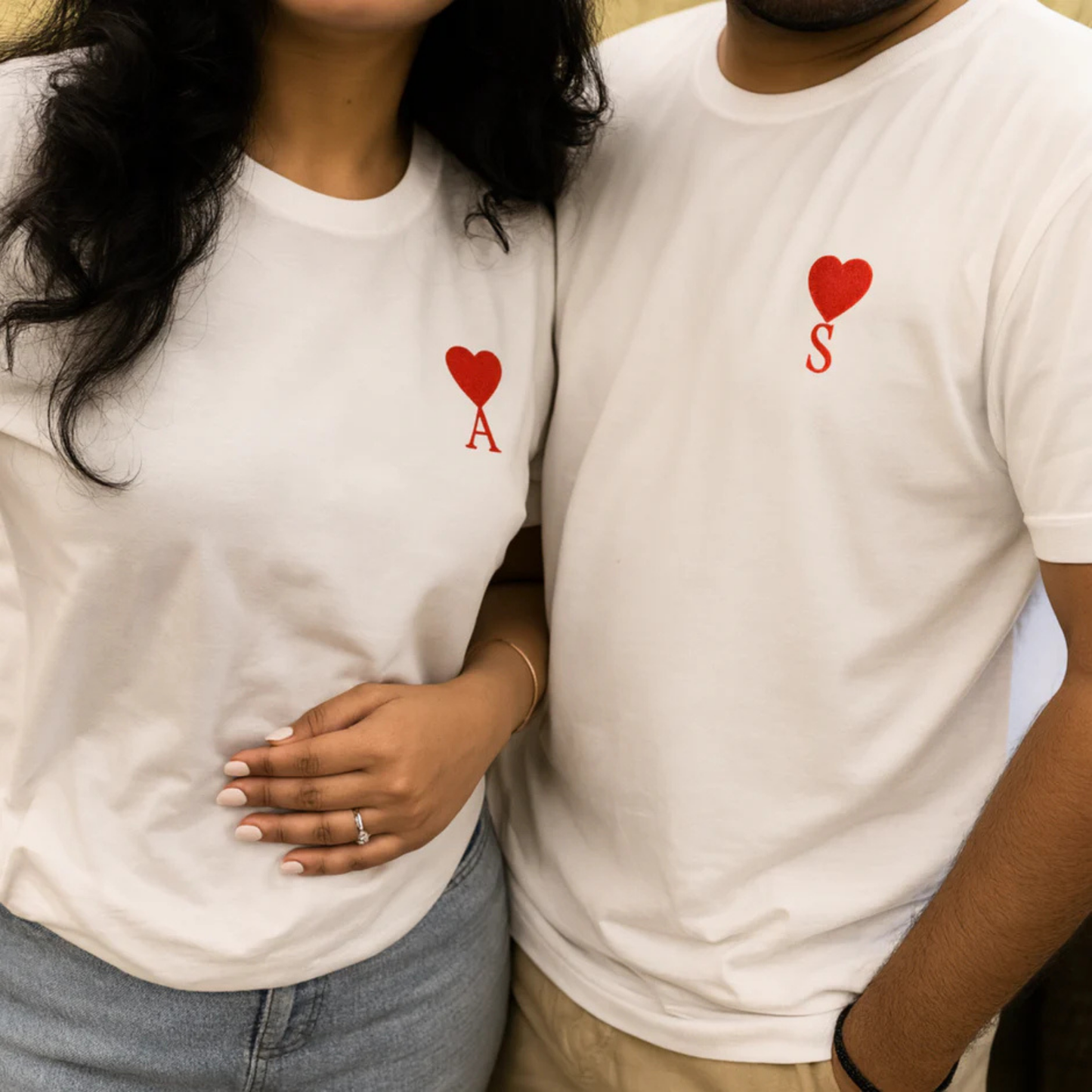 Heart Initial Couple Apparel – Embroidered Forever