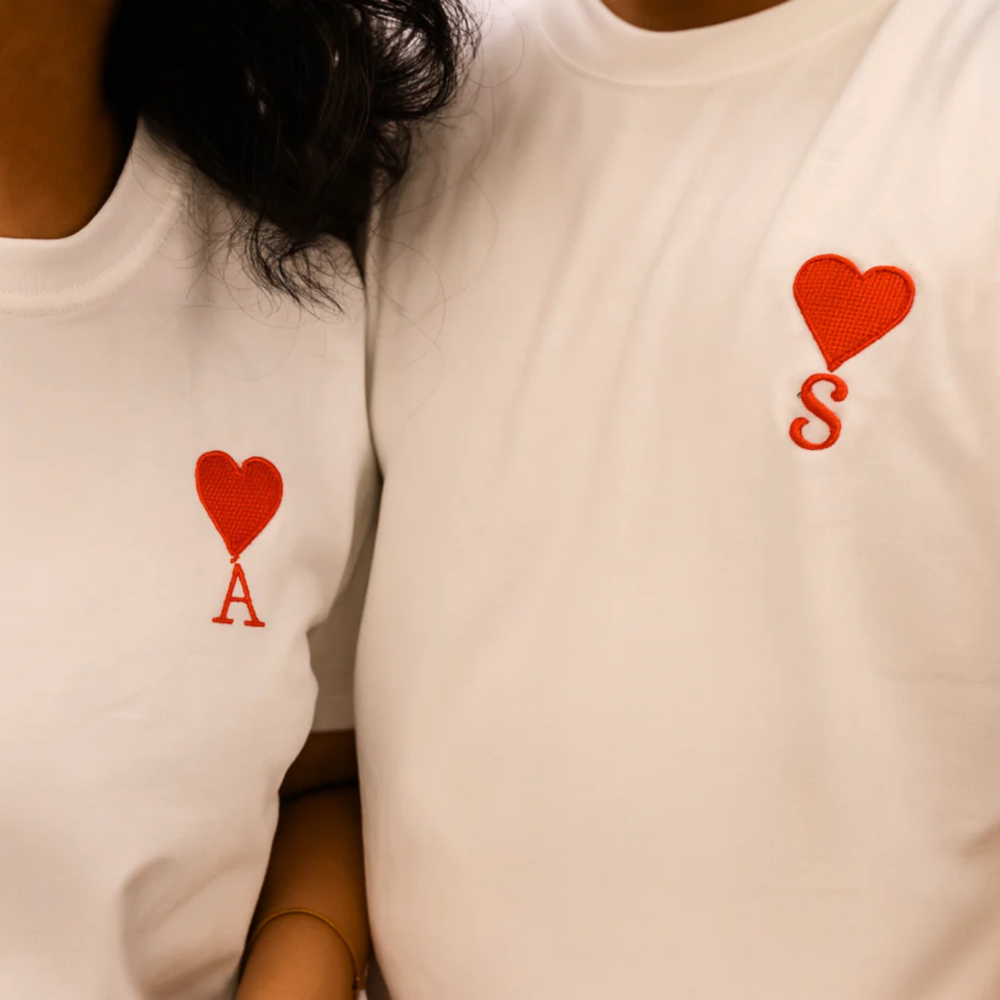 Heart Initial Couple Apparel – Embroidered Forever