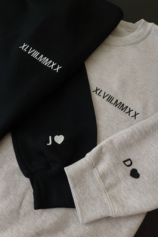 Custom roman numbers embroidery Hoodies, sweatshirt, Oversized T-shirt, T-Shirt